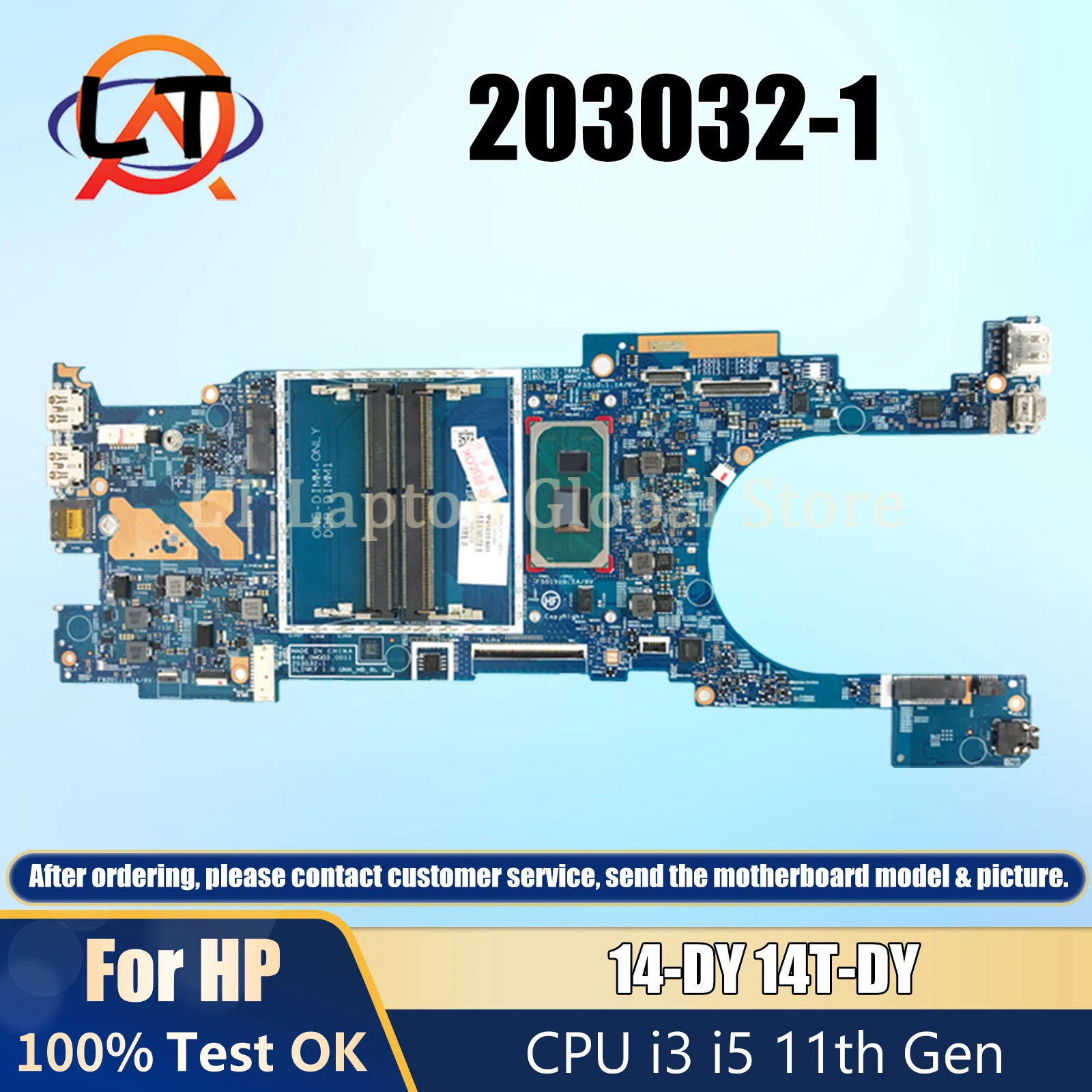 

203032-1 Laptop Motherboard For HP 14-DY 14T-DY M45749-601 Notebook Mainboard CPU i3-1125G4 i5-1135G7 Gen Full Tested