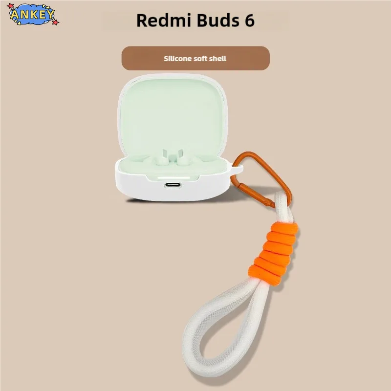 Case for Redmi Buds 6 Soft Protective Cover buds6 Nylon Lanyard Headphone Shells Anti Dust Sleeve Hand Rope Strap Accessories