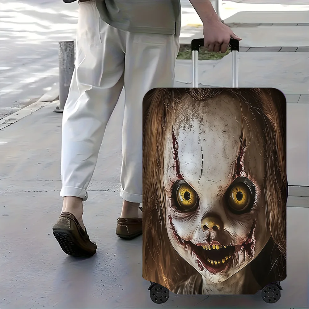 1pc Creepy Doll-Patterned Luggage Cover. Fits 18–32-inch suitcases; effectively protects your luggage.