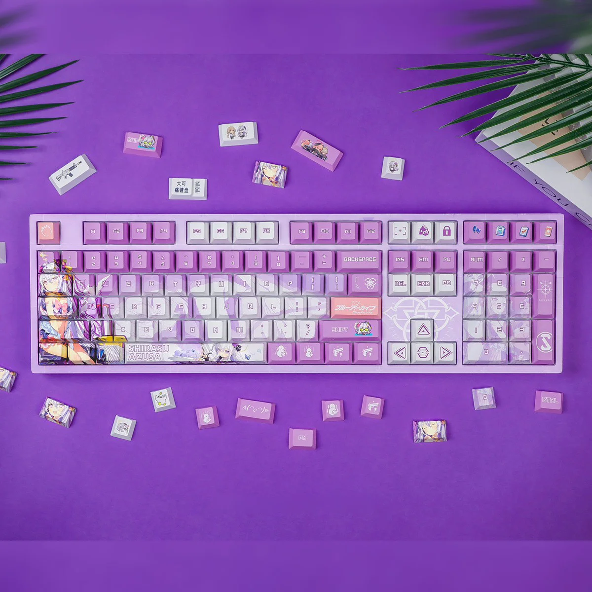 Blue Archive Azusa Shirazu Keycaps Hot Sublimation anime Mechanical Theme Keyboard PBT Game Player