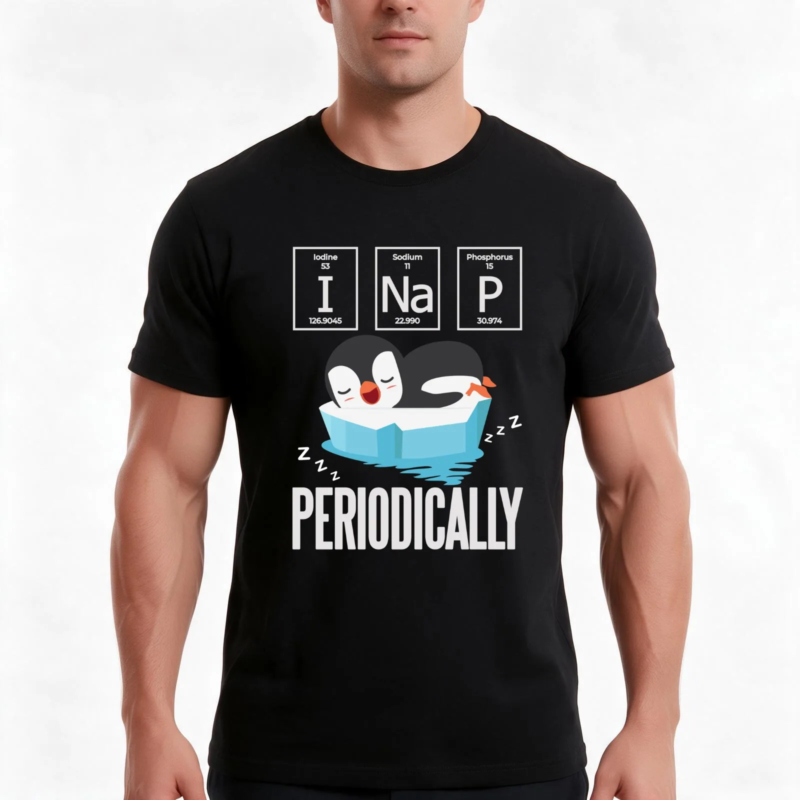 Funny Penguin Lover Gift - Chemistry Lover Gift - I Nap Periodically - Science Nerd T-Shirt, Summer Casual Cotton Tee
