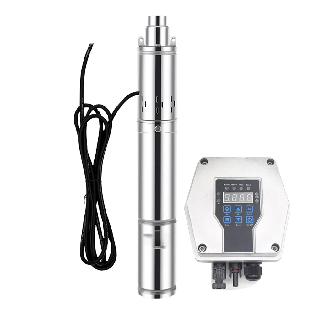 500W 800W DC 48V  submersible solar pump deep wells with MPPT Controller and Floating ball Rate 2.2m³/H Solar dc Bore well Pump