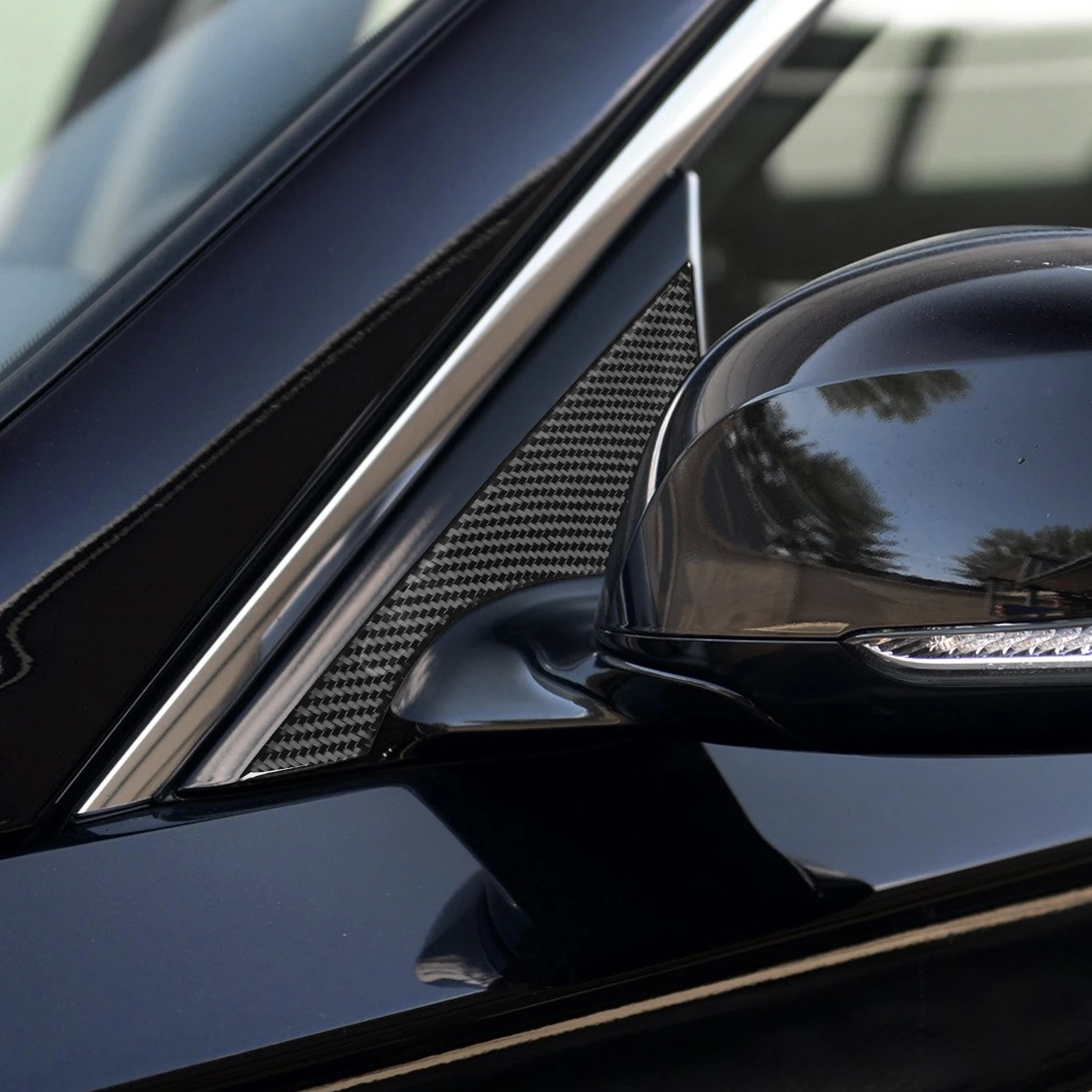 For Infiniti Q50 2014-2020 Real Carbon Fiber External Door A-pillar Panel Cover Decorative Car Decoration Accessories Sticker image 3