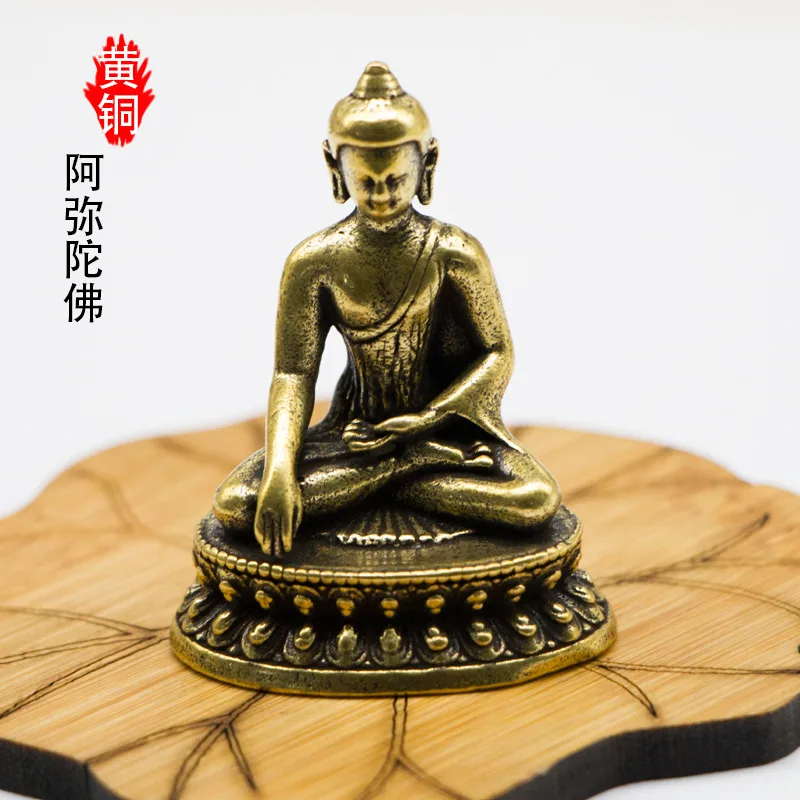 1/2pcs Pharmacist Buddha Brass Solid Buddha Statue Car Ornament Desk Home Portable Safety Pure Copper Statue Small Ornament