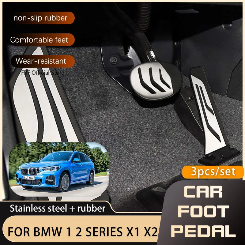 

No Drill Car Pedal For BMW 1 2 Series X1 X2 E84 F48 F39 F40 F20 F22 F23 G42 Accelerator Brake Stainless Steel Non-slip Pedal Pad