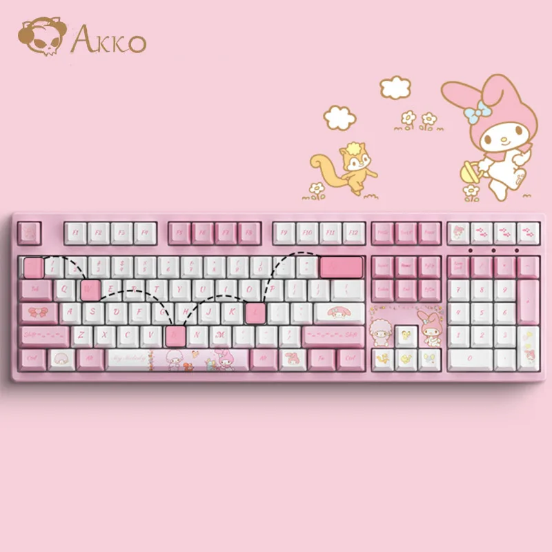 

Механическая Проводная клавиатура Sanrio Akko My Melody, с Rgb-подсветкой, 87/108 клавиш