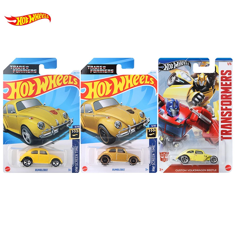 Hot Wheels Трансформеры Шмель # 186 Пользовательский Volkswagen Beetle Желтое Золото 1/64 Литая под давлением Модель автомобиля Игрушечный C4982 GDG83