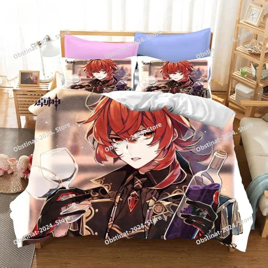 

3D Game Genshin Impact Bedding Sets Keqing Xiao Duvet Cover Set 3 Pieces Boys Adults Single Full Queen King Size Bed Linen