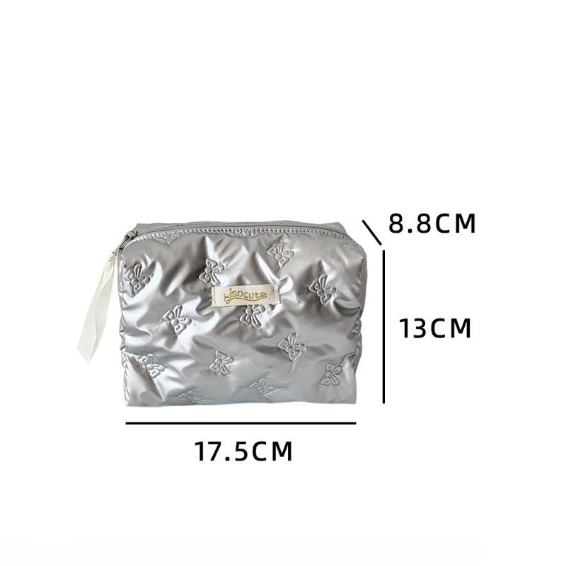 Tas Kosmetik PU dengan Kompartemen Penyimpanan, Hiasan Pita, Tas Perlengkapan Mandi Multifungsi, Tas Makeup dengan Ritsleting, Tas Penyimpanan Makeup 화장품 파우치 2025