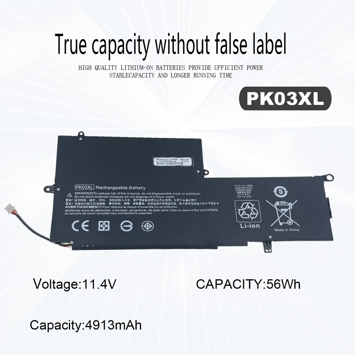 PK03XL  Laptop Battery For HP Spectre Pro  X360 G1 G2 13 TPN-Q157 HSTNN-DB6S 788237-2C1 788237-2C2 6789116-005