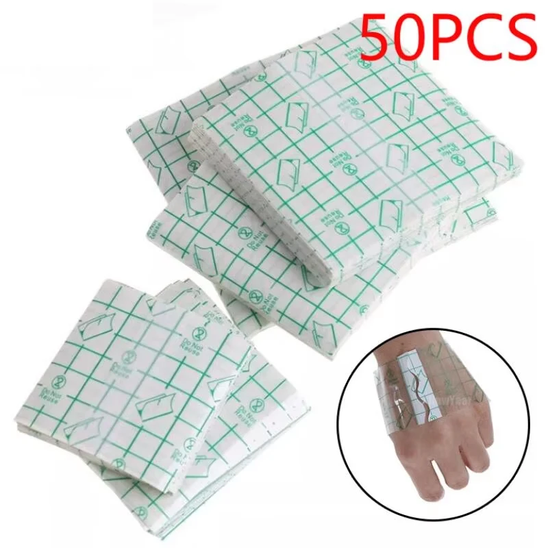 50 Stück wasserdichtes, transparentes, selbstklebendes Wundverband-Fixierpflaster, Stretch-Fixierband