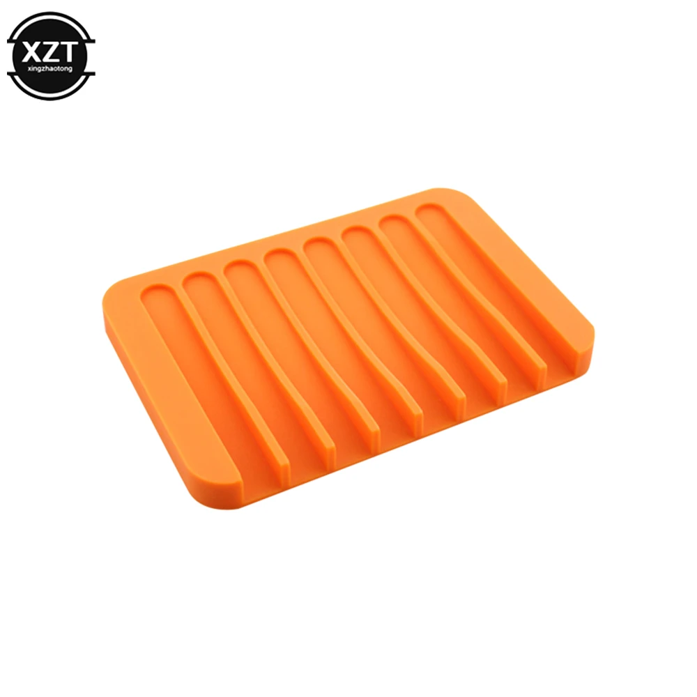 1Pc Bathroom Silicone Flexible Soap Dishes Storage Holder Soapbox Plate Tray Drain Bath Anti-skidding Tools New