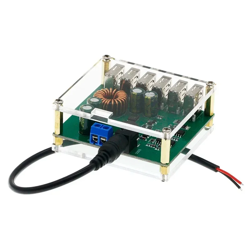 DC-DC Acrylic 6USB Port Step-down Regulated Power Supply Module 10V 12V 24V 36V To 5V/8A Module