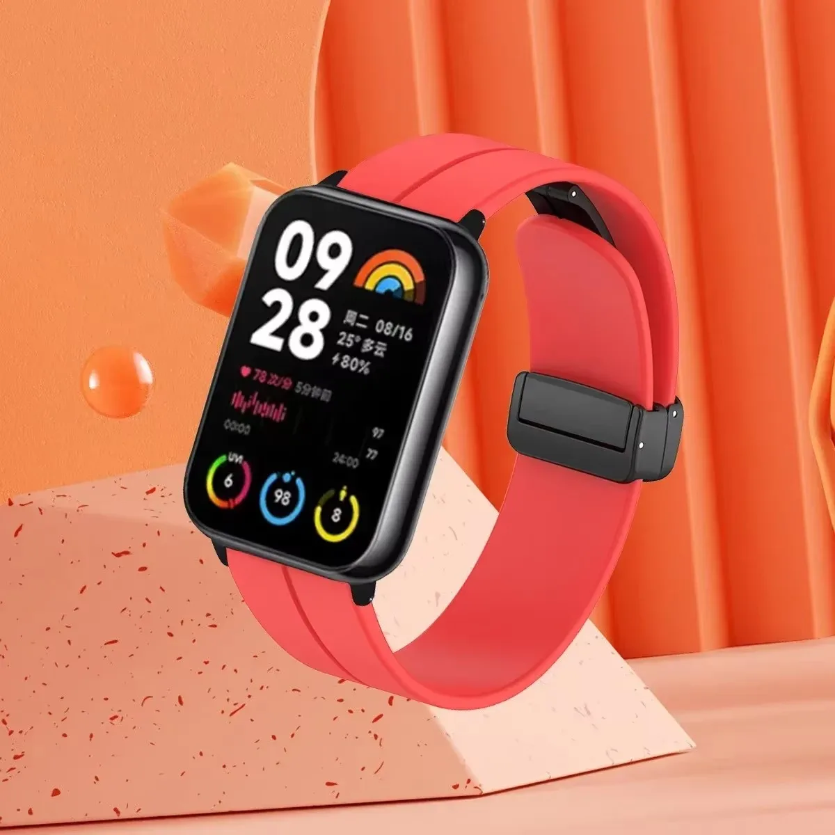 Silicone Watch strap For Xiaomi Redmi Watch 4 Sports watch strap Replacement For Mi Band 8 Pro Magnetic Buckle Wristband Correa
