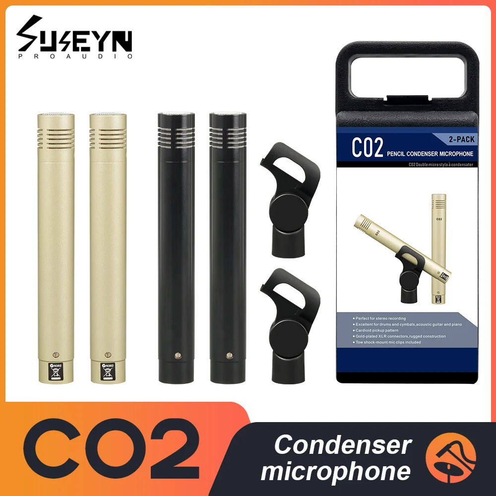 

C02 пара конденсаторных карандашей, противоударный микрофон с зажимом, микрофон для фортепиано, карандашный тип, инструментальный микрофон