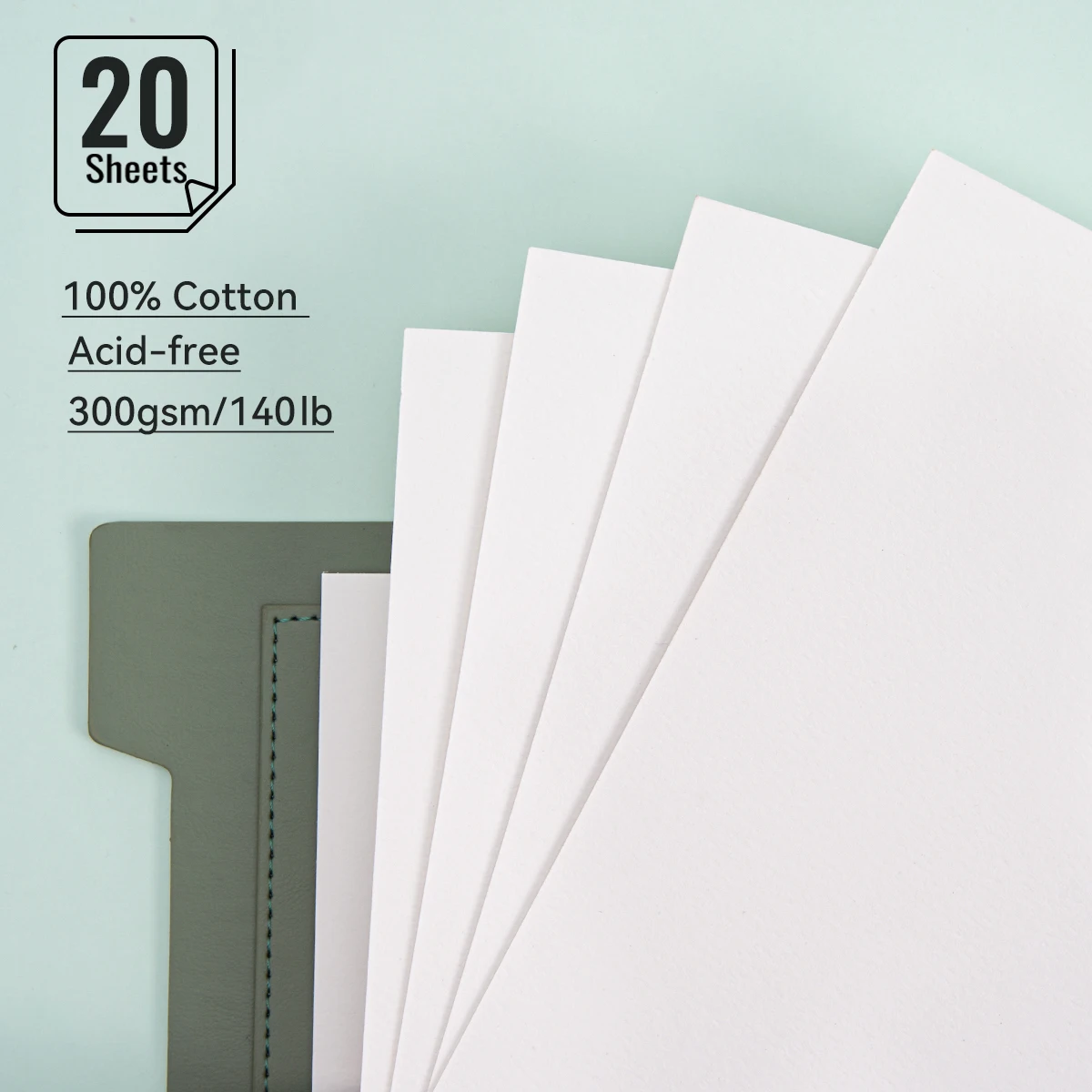 LIGHTWISH Watercolor Sketchbook,100% Cotton Acid Free Watercolor Journal, 300g Watercolor Paper 20 Sheets,9.25 * 6.3 Inches