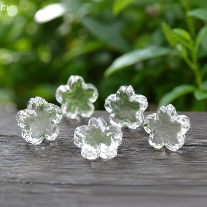 5Pcs Clear Glass Flower Shaped Beads No Blemish Smooth Surface High Transparency For DIY Jewelry Making Bracelet Necklace