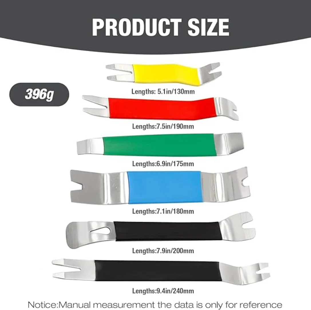 Outil de retrait de garniture automatique 6 pièces, outil de levier de retrait de fixation en acier inoxydable, outil de retrait de panneau pour tableau de bord de panneau de porte de voiture