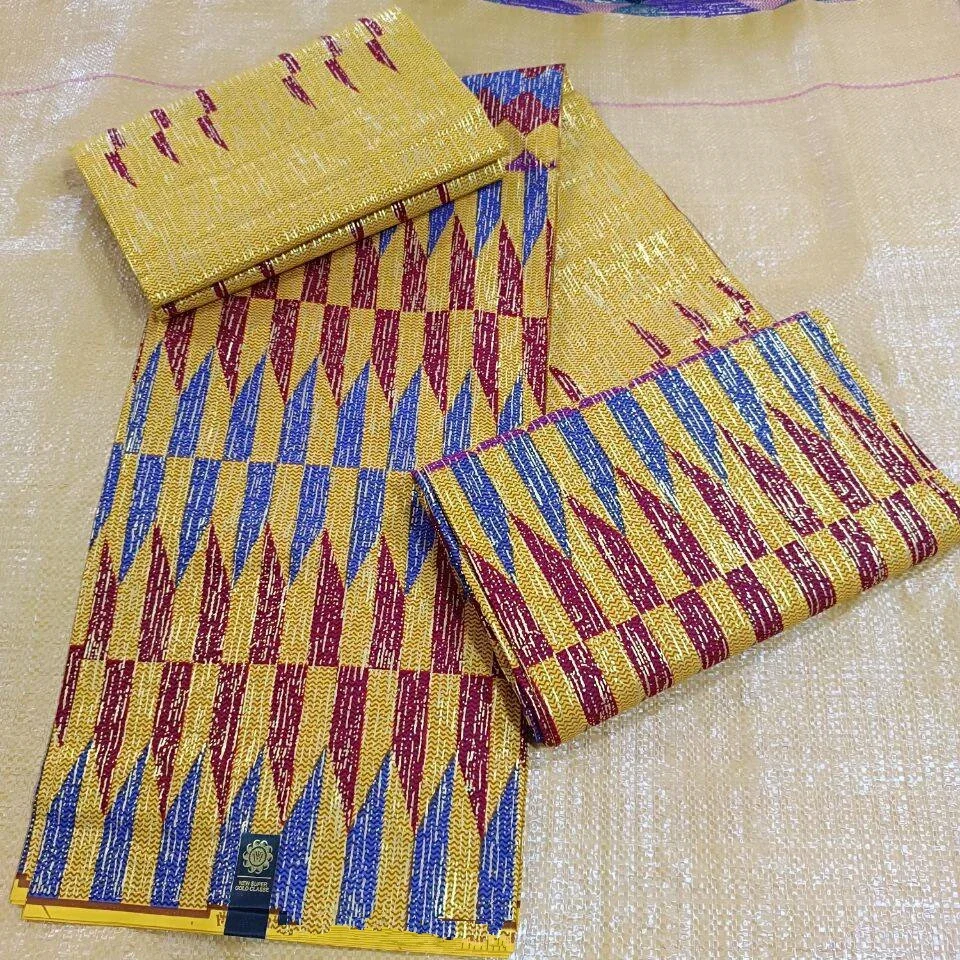 Real Ankara Wax Lace fabric 2024 High Quality 100% Cotton 6 Yards Nigerian Gold Prints Fabric Ghana Style for Women Party Dress