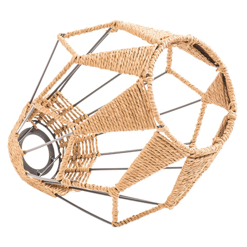 

Vintage Wrought Iron Pendant Lamp Shade Braided Paper Rope Light Cover for Home Decor 120cm Woven Lamp Shades Pendant Shade