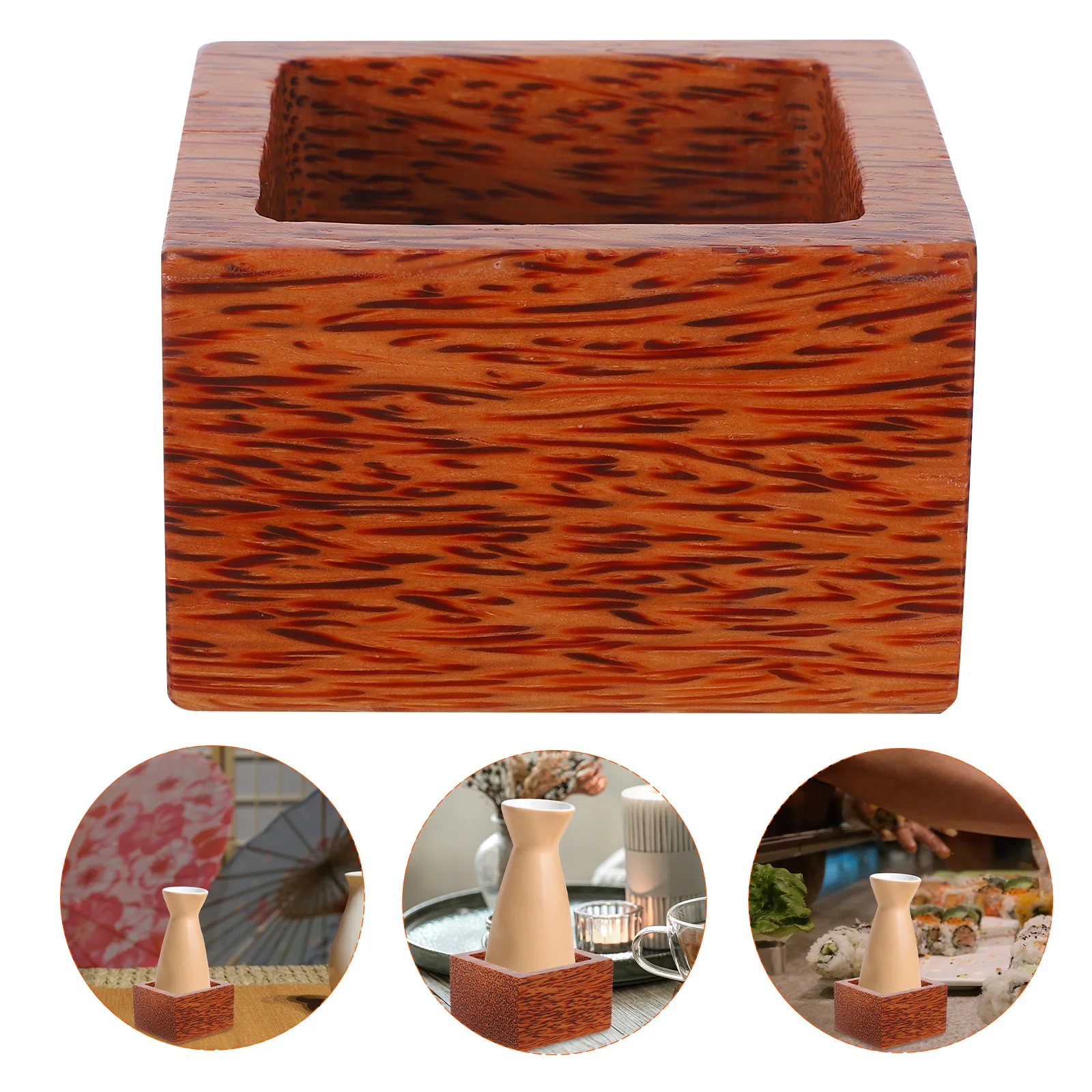 

Wooden Cup Square Sake Japanese Drinkware Sushi Holder Water Drinking Cups Serving Espresso Shot Mug Beer Pearl Decoration