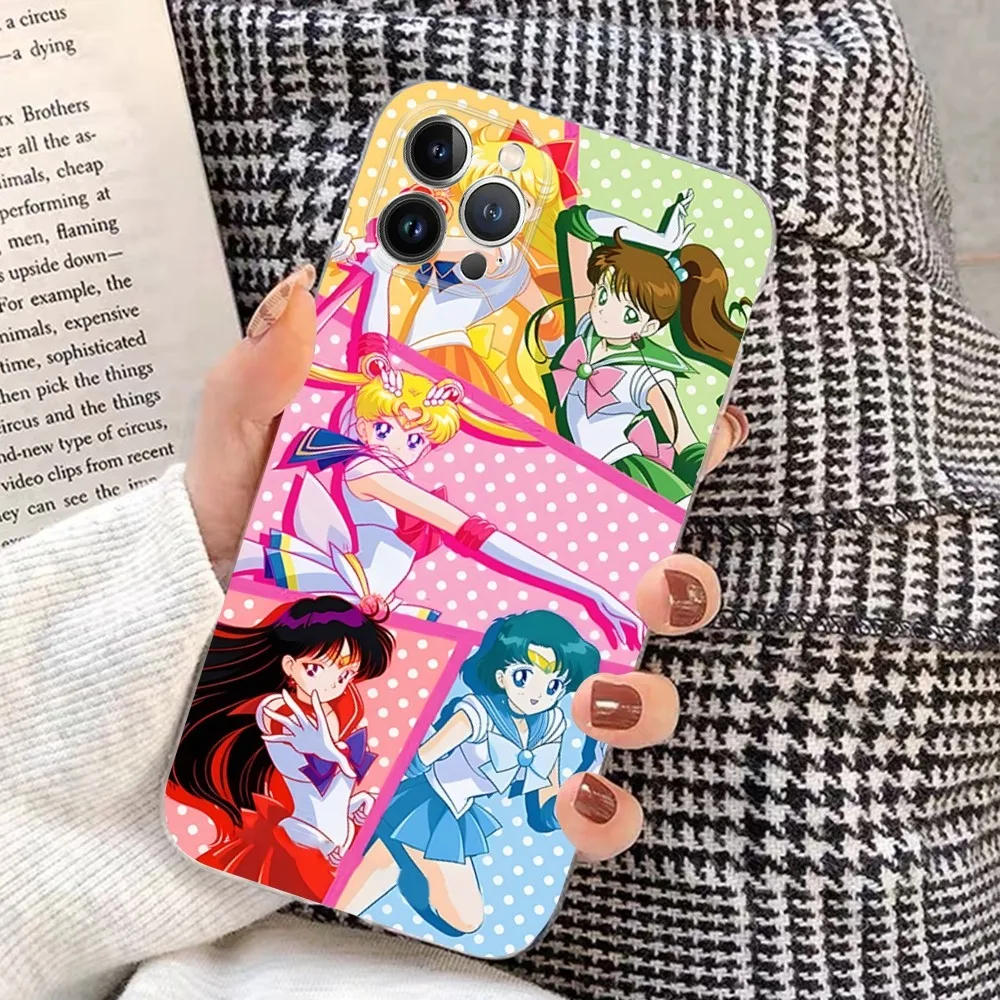 S-Sailor Anime M-Moon Phone Case For iPhone 15 14 11 12 13 Mini Pro XS Max Cover 6 7 8 Plus X XR SE 2020 Funda Shell