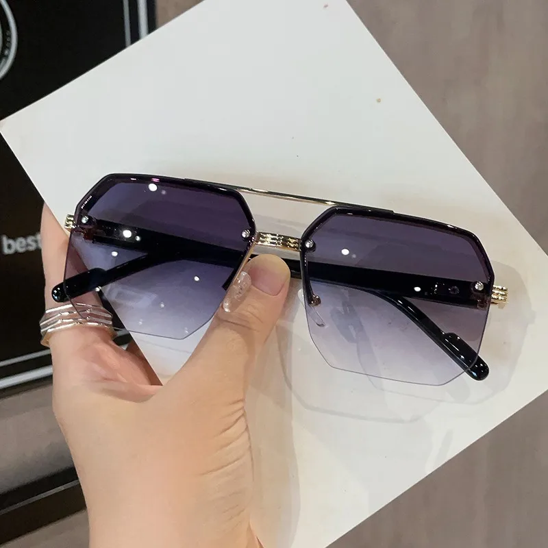 New Men's Metal Sunglasses Square Half Frame Rice Nails Casual Trend Personality Retro Fashion Outdoor Sports Eyeglasses