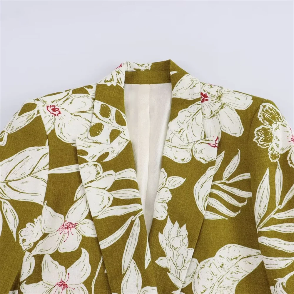 Fall 2024 New Damesmode Katoenen, Hennep En Vlas Bloemenprint Colbert & Vlas Blended Bloemenprint Broek
