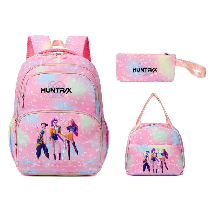 3Pcs/Sets Mochila KPop Demon Hunters Backpack Colorful Schoolbag Pencil Case Lunch Bag for Students School Bags Pen Bags