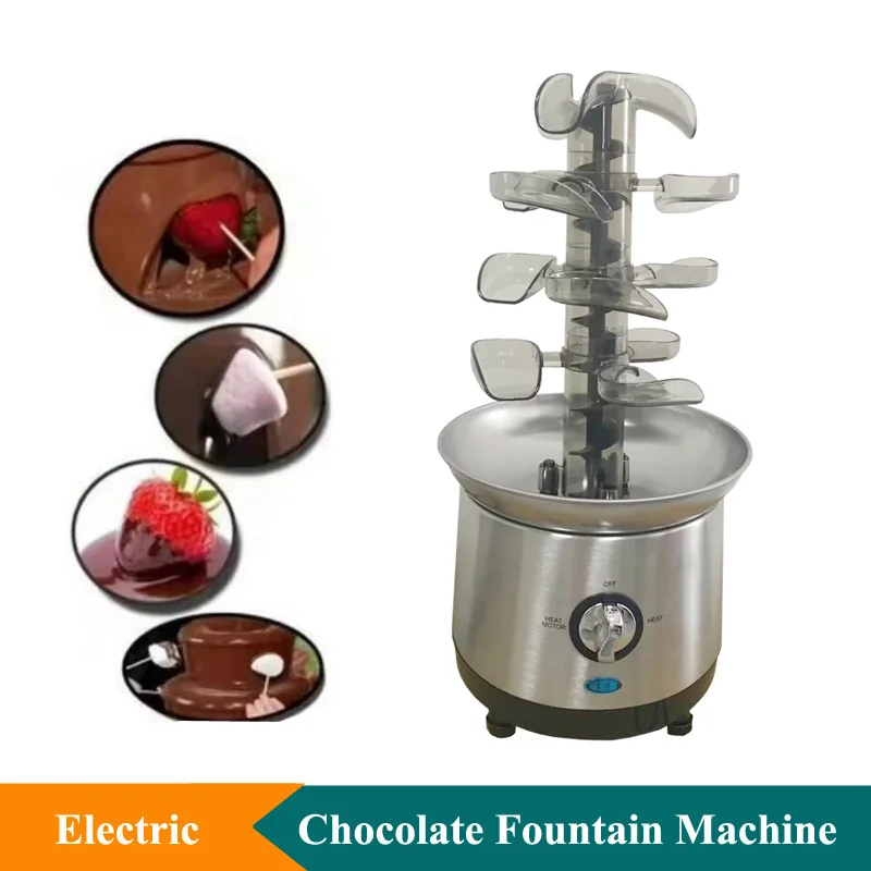 Household Professional Large Chocolate Fountain Machine Automatic Melting Tower Chocolate Waterfall Machine Sweet Melting Pot