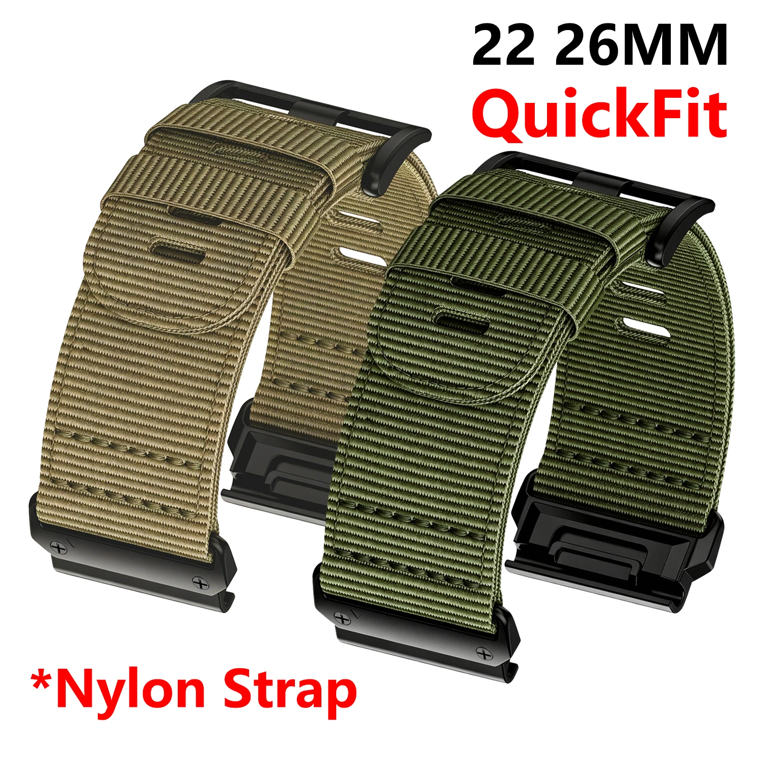 QuickFit 26mm 22mm Nylonarmband für Garmin Fenix 8 Quatix 8 Tactix 8 47mm 51mm Fenix 7 7X Pro Solar 6 6X 5 5X Uhrenarmband