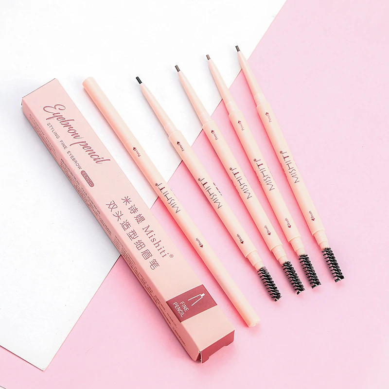 New Korean Double Eyebrow Pen with Brush Toothbrush Head Eyebrow Pencil Multifunctional Waterproof Long Lasting Makeup
