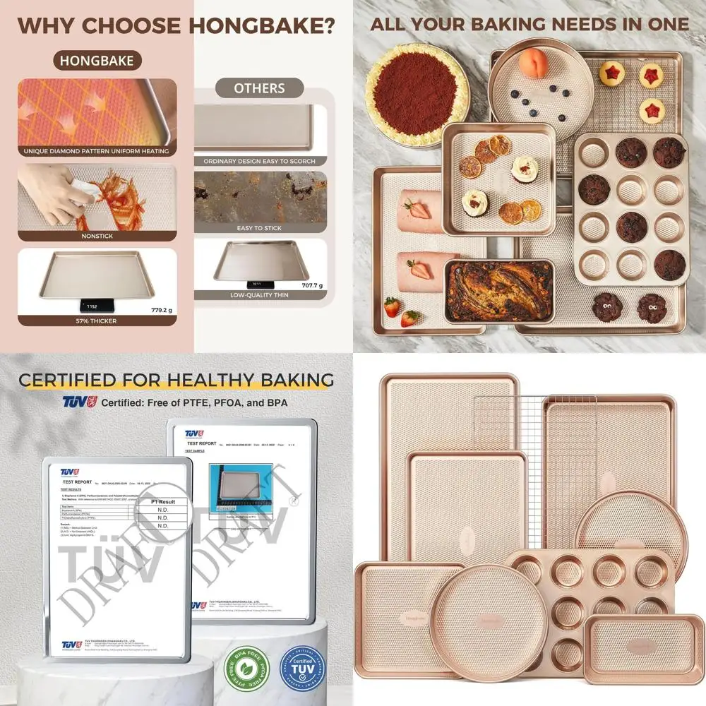 

Набор для выпечки из 9 предметов с антипригарным покрытием и ромбовидной текстурой, штабелируемые формы для выпечки, которые можно штабелировать в духовке, в комплект входит лист для печенья, форма для торта, противень для запекания, M