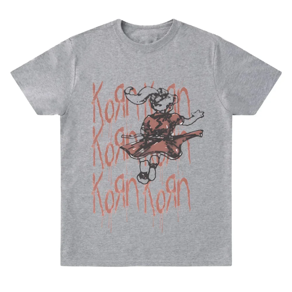 Segui il leader Logo Drip T-shirt Kornband Moda Vintage T-shirt oversize T-shirt da uomo in cotone gotico in metallo Top estivo unisex