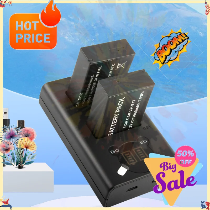 SWZY New 1040mAh LP-E17 Battery for Canon 760D 750D 250D 77D 800D EOS M3 T6s T6i T7i X8i 8000D R50 M3 M6 M5 SL2 LC-E17E Charger