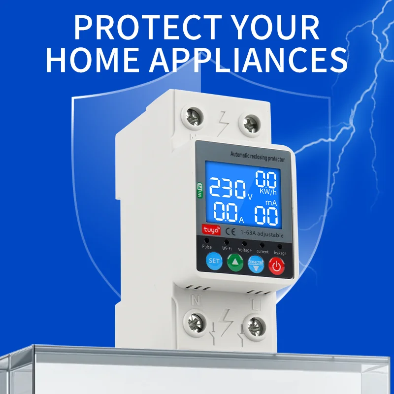 Multifunction Protection Relay | DIN Rail Mount, Adjustable Over/Under Voltage & Current with Dual Display | 40A-100A, 220-230V