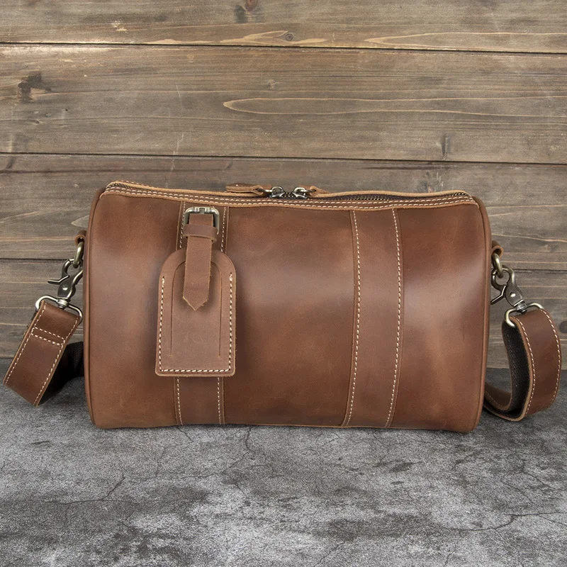 Retro Wild Horse Leather Crossbody Handbag for Men - Shoulder Bag with Large Capacity - Outdoor Travel and Leisure Carry-On Bag