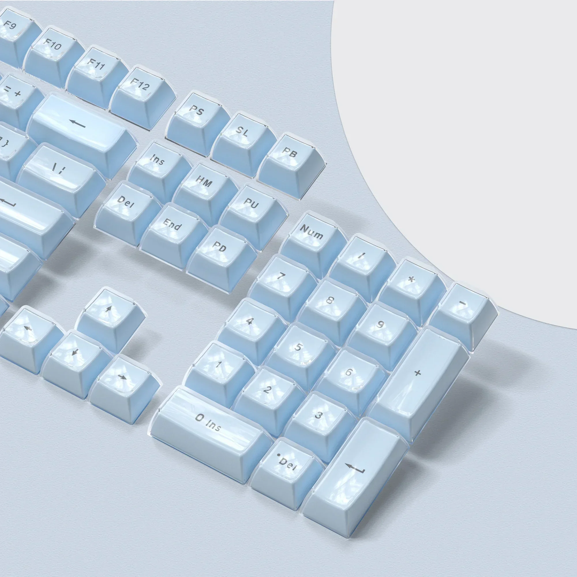 

113 Key Blue Jelly Top Print Profile Keycap Ice Crystal Translucent Key cap for Cherry MX 61 68 104 Mechanical Keyboard