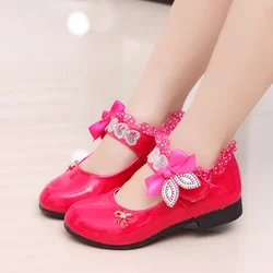 Girl Shoes Spring Autumn New Girl Princess Shoe High Heel Dance Single Shoe Water Diamond Kid Leather Shoes Kid Shoes Mary Jane