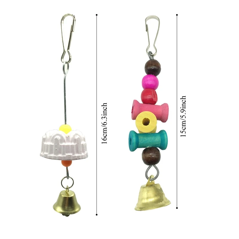 Bird Parrot Toys For Cages,Colorful Chewing Hanging Swing Pet Bird Toy With Bells,Wooden Ladder Hammock,Rope Perch,Birdcage Stan