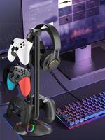RGB Gaming Headphone Stand 9 Light Modes Desktop Headset Holder with 3.5mm & Type-C Support Win7/8/10/11/Linux/ for Home Desk