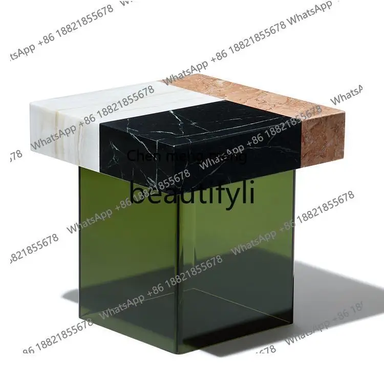 Modern simple edge few green acrylic retro brown multi-spell marble fewH