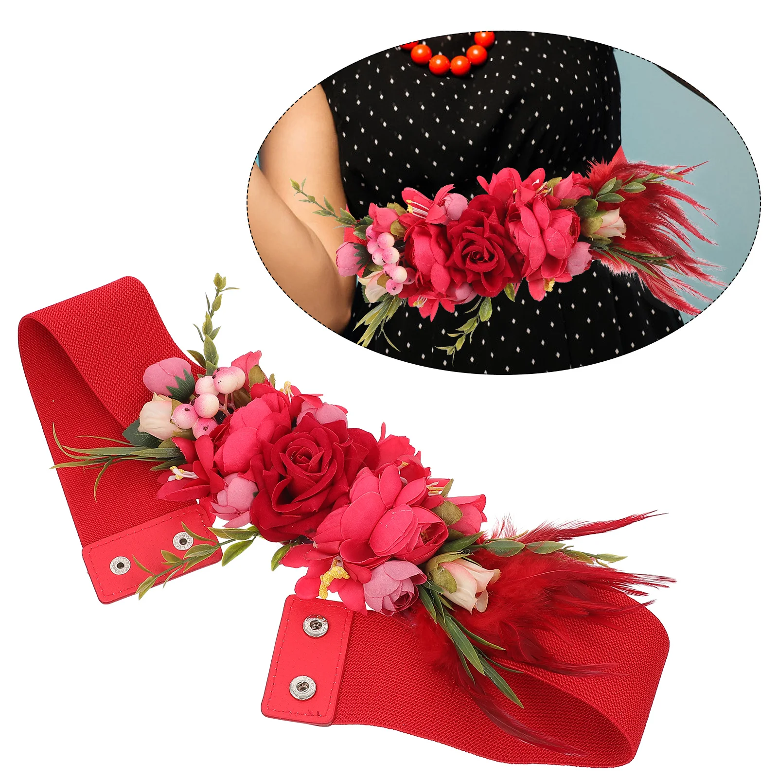 

1 Piece Rose Waistband Elegant Floral Waist Belt for Women Wedding Bride Decorative Clothing Ornament Fashion Waist Accessory