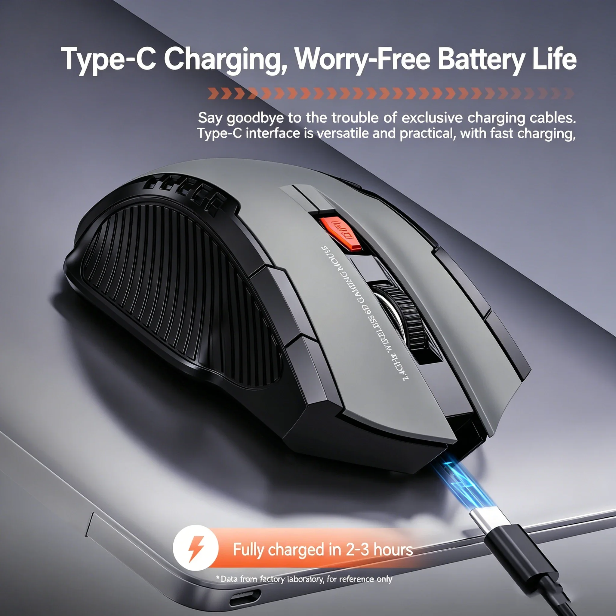 Rato de jogos sem fios, silencioso, com tecnologia Bluetooth e 2,4 GHz, e design ergonómico, com 6 botões e DPI ajustável, recarregável, para PC e por