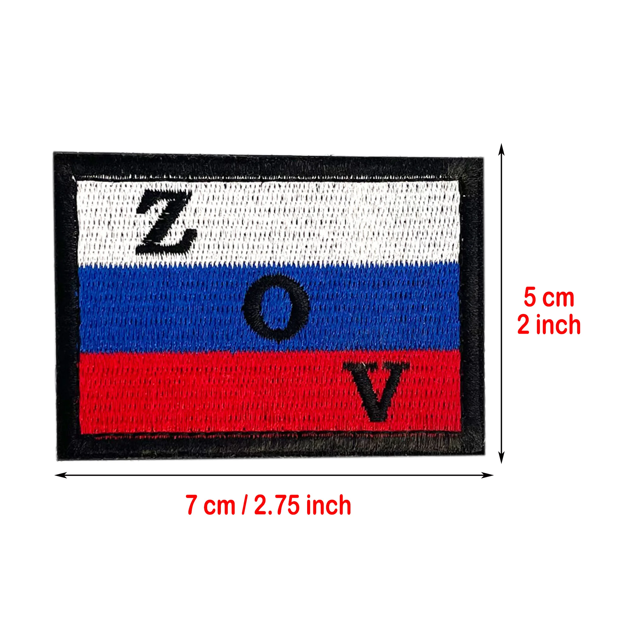 3D Russian Flag Patch Hook and Loop Embroidered Armband, Tactical Appliques for Garments, Bags, Shoe, Z O V, 1Pc