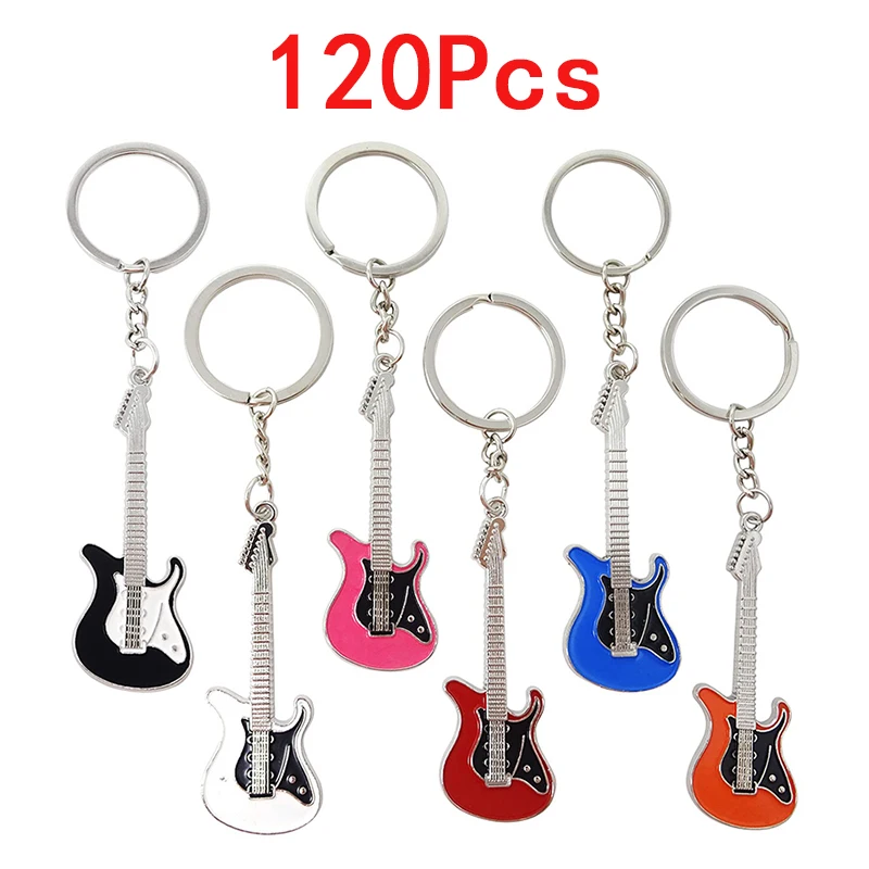 120Pcs Guitar Keychain Musical Instrument Pendant Keychain Metal Hardware Pendant Bag Jewelry Keychain For Women And Men