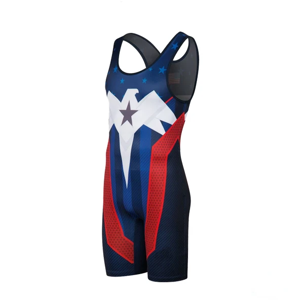 Wresgling Singlet USA Triathlon One Piece Cycling Bodysuit Iron Men Summer Swimwear Gym Sports Clothing Fitness Running Wear