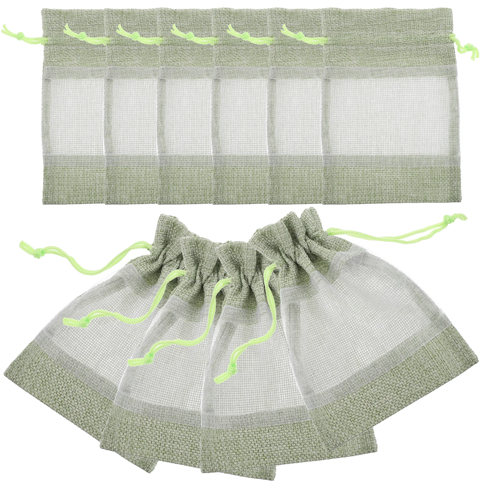 

Green Organizer Storage Bags Small Mesh Clear Window Pouch Drawstring Portable Travel Home Beads Makeup Tools Jewelry Bags