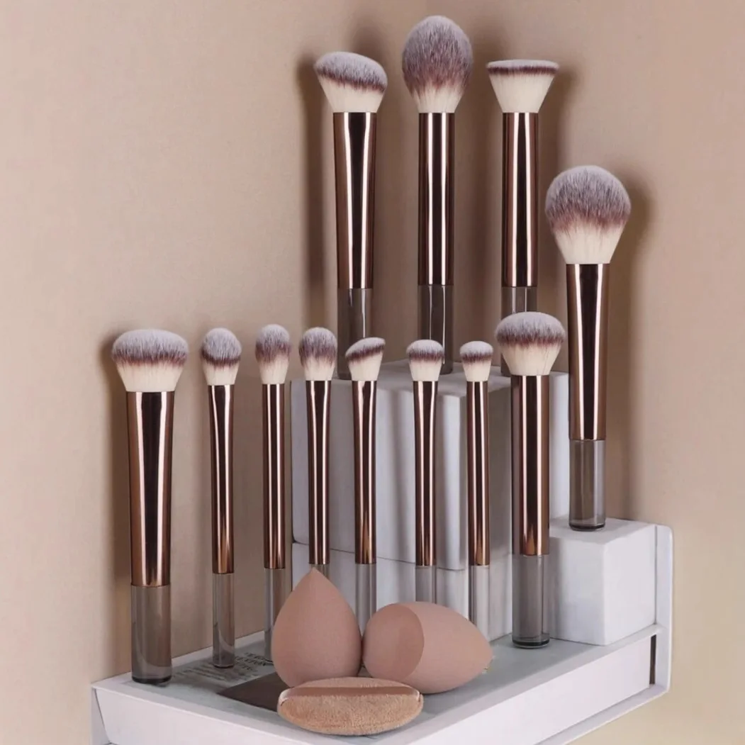 8/12/13 pçs conjunto de escova de maquiagem fundação corretivo pó sombra blush escova mistura ferramenta de beleza cosmética para cílios faciais