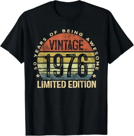 Vintage 1976 Limited Edition 50 Jahre alt Geschenke zum 50. Geburtstag T-Shirt Damen Herren Mode T-Shirt mit tollem Spruch Mama Papa Geburtstagsgeschenk – Detail 10